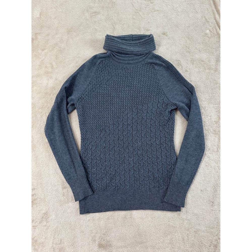 Smartwool Dacono Ski Cableâ Knit Turtleneck Sweater Blend Womens S Gray EUC